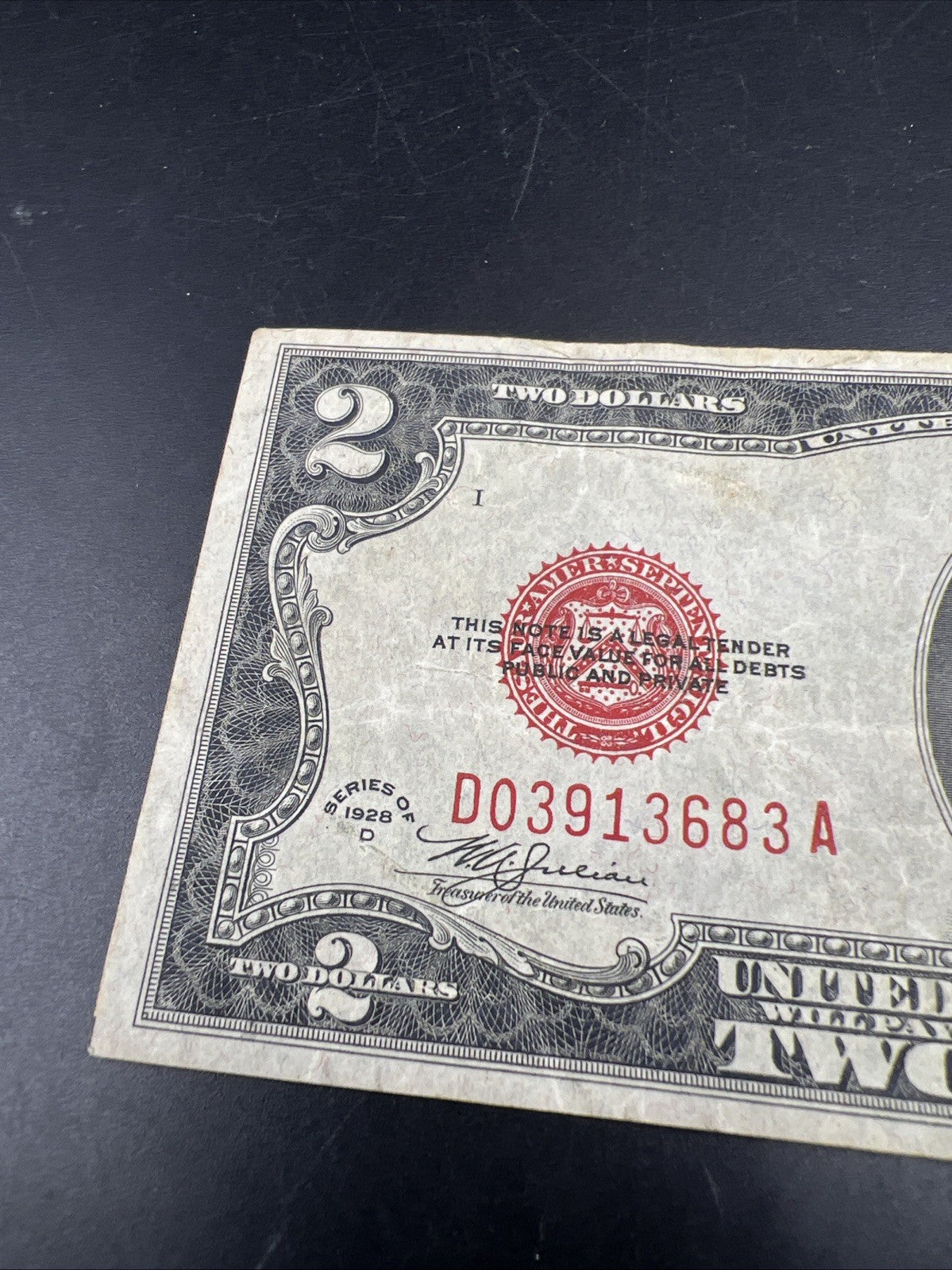 1928 D $2 United States Currency Legal Tender Note CH Fine Circ #683
