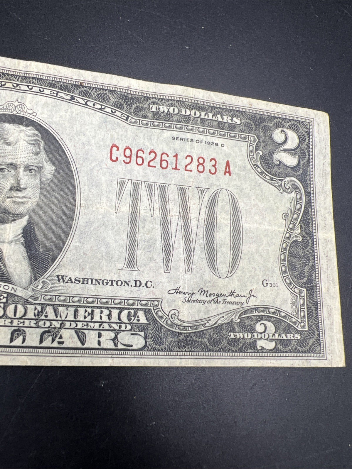 1928 D $2 United States Currency Legal Tender Note CH Fine / VF #283