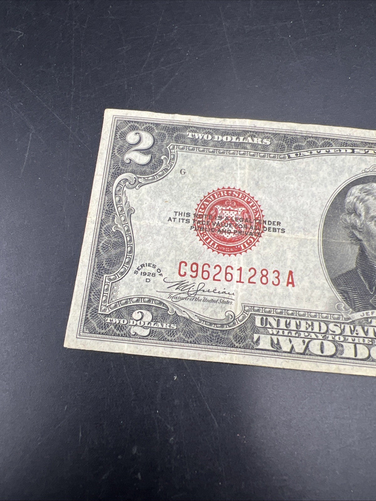 1928 D $2 United States Currency Legal Tender Note CH Fine / VF #283