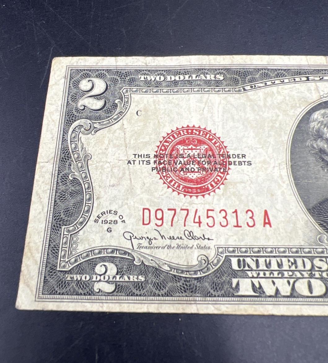1928 G $2 United States Currency Legal Tender Note Very Good #313