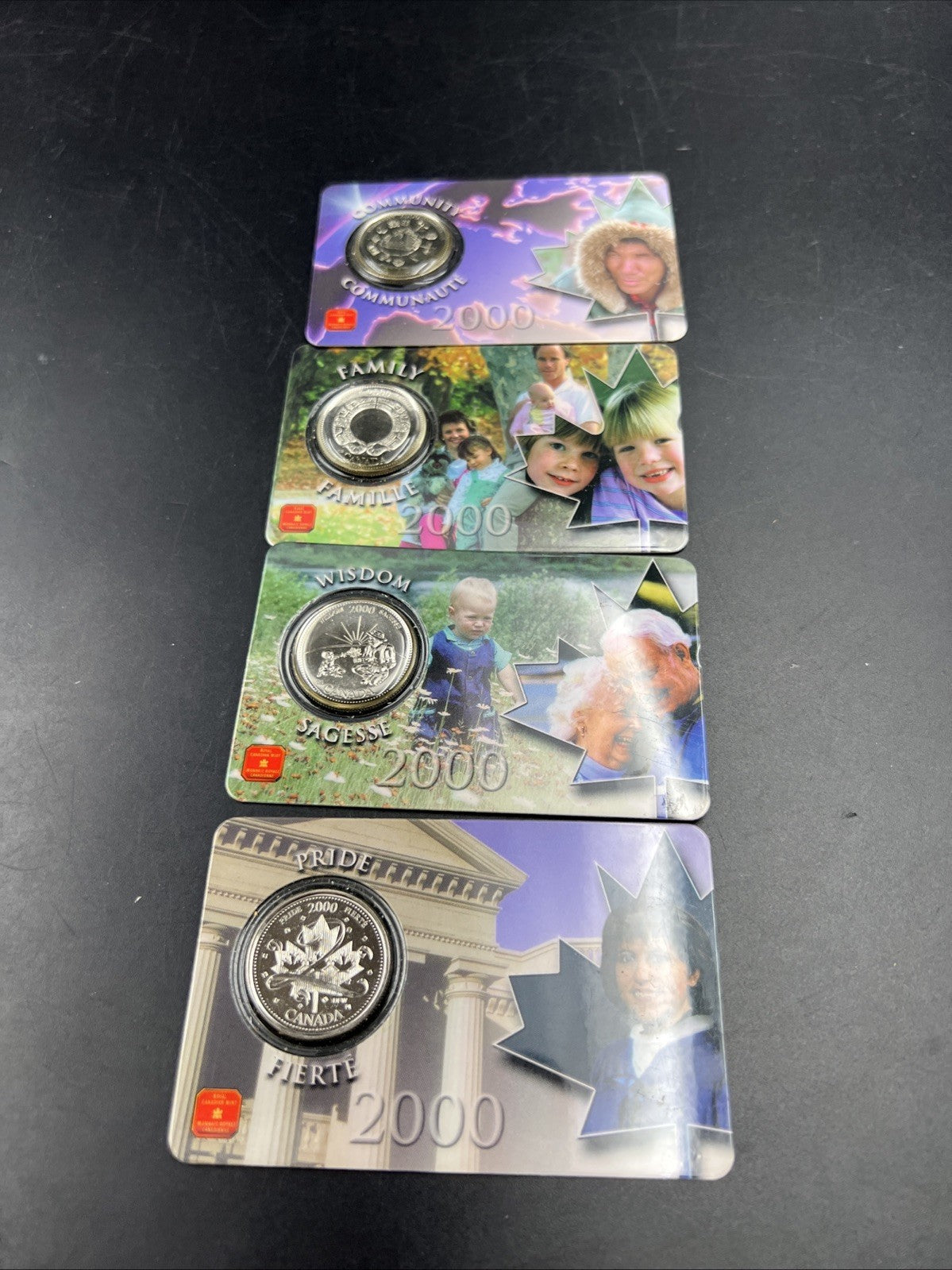 4 Coin Canada 2000 25c Community Family Wisdom Fierte Unc Set in Display Card