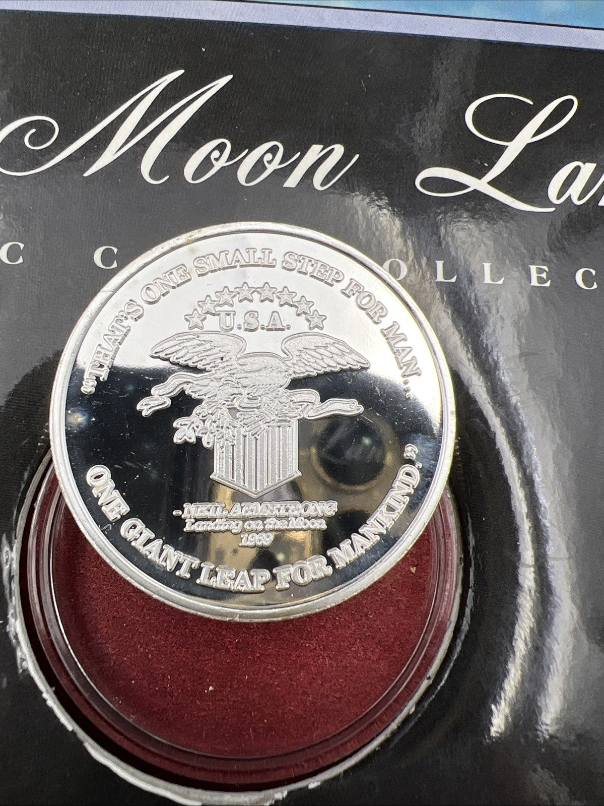 Apollo 11 Moon Landing 1 oz Silver Coin in Display Set w Accompanying 1969 Coins
