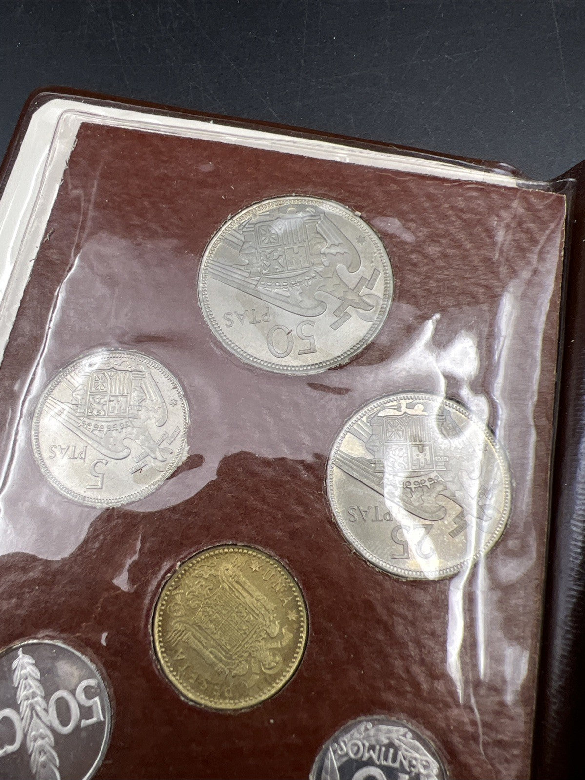 1957 / 75 Spain 6 Coin Proof Set - Original Wallet - Madrid - Pruebas Numismatic