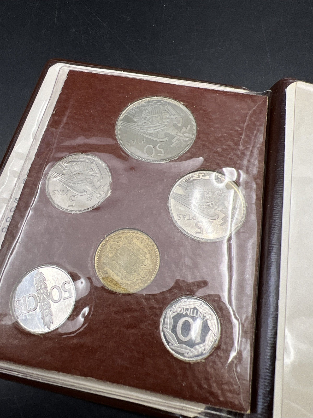 1957 / 75 Spain 6 Coin Proof Set - Original Wallet - Madrid - Pruebas Numismatic