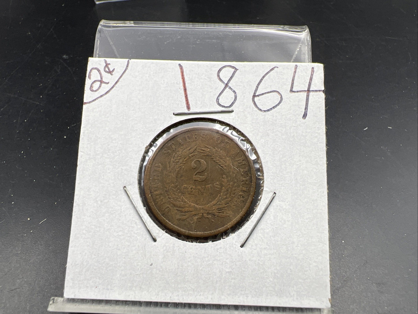 1864 2c Two Cent Copper Coin Obsolete US Denomination Good Details Circ