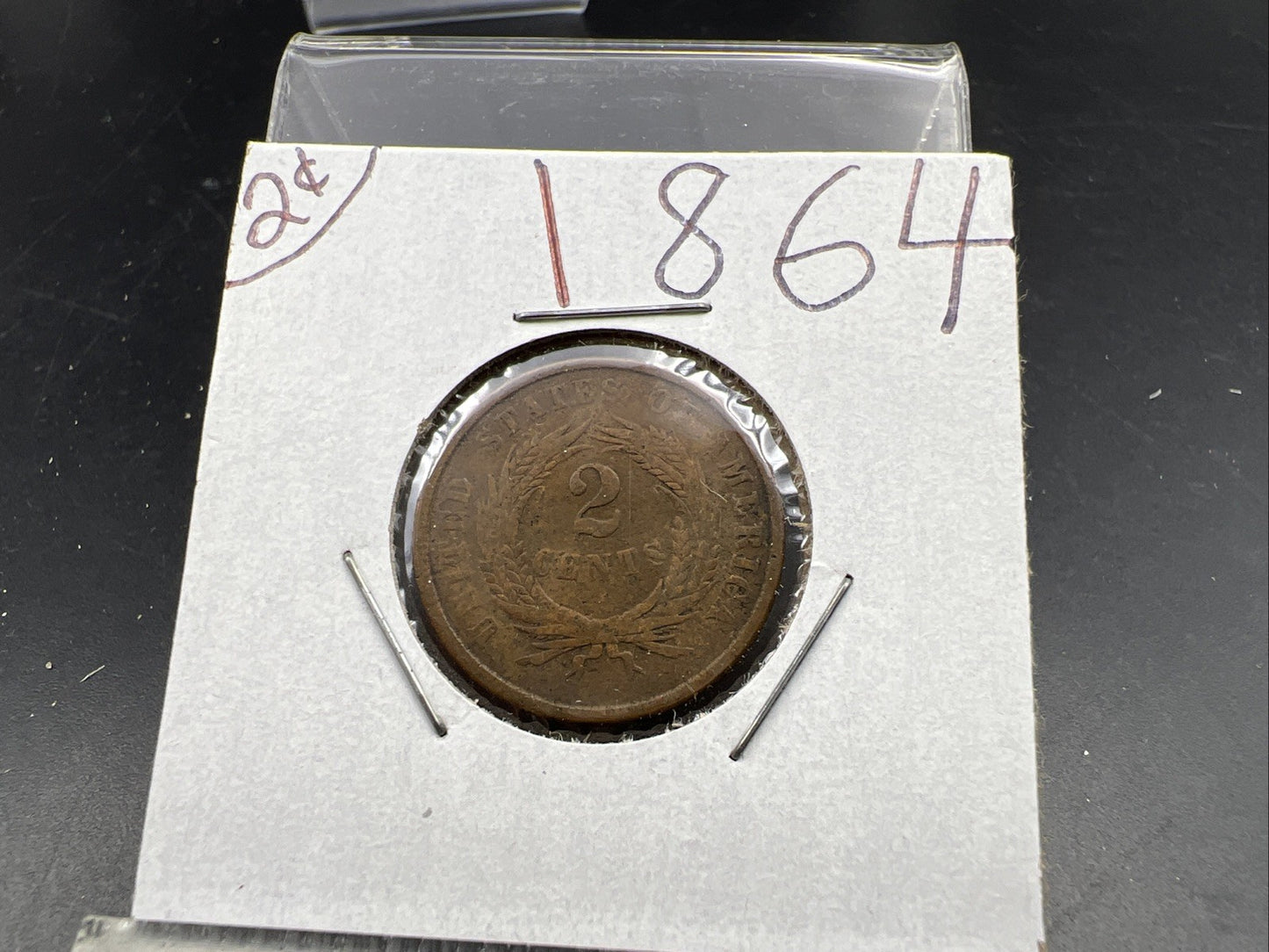 1864 2c Two Cent Copper Coin Obsolete US Denomination Good Details Circ
