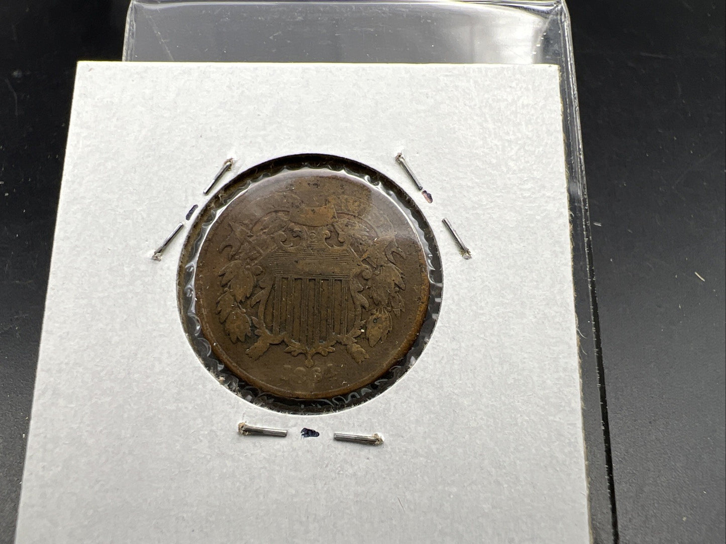 1864 2c Two Cent Copper Coin Obsolete US Denomination Good Details Circ