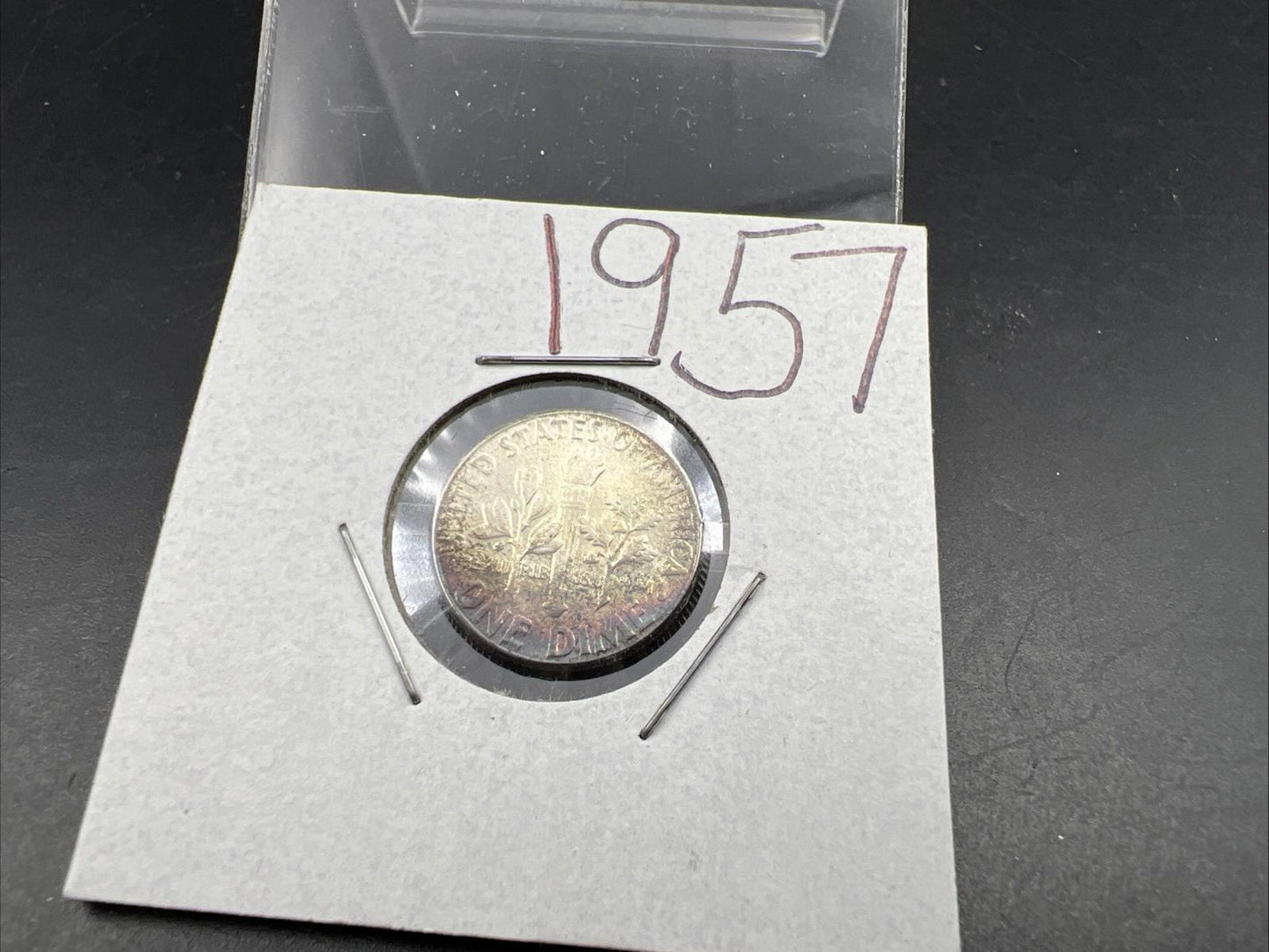 1957 P 10c Roosevelt Silver Dime Coin Choice BU UNC Nice Toning Toner