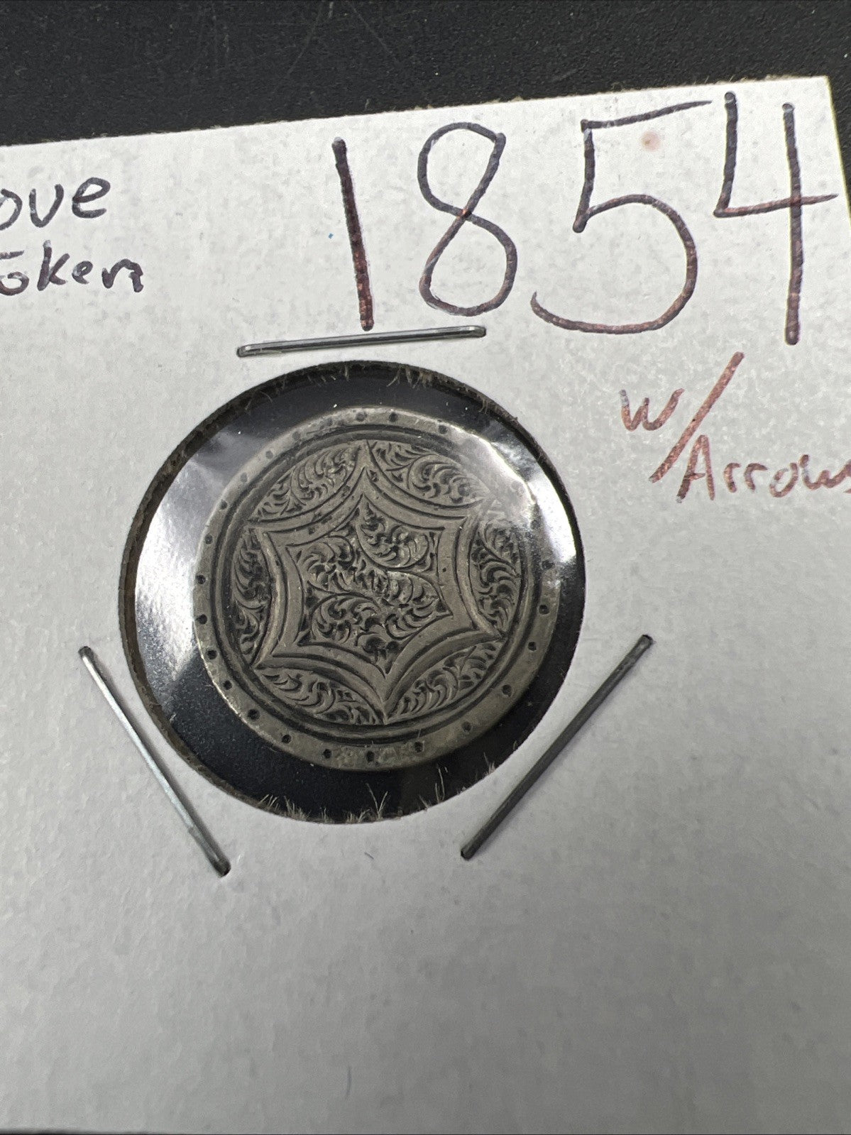 Star Design Engraved Love Token on 1854 10c Liberty Silver Dime Seated Circ