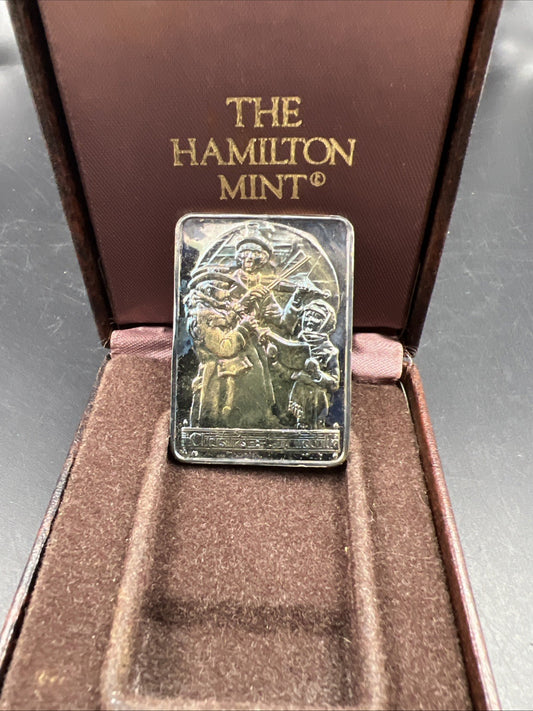 1974 Annual Christmas Ingot 1 Oz .999 Silver Bar Nice Toning Norman Rockwell