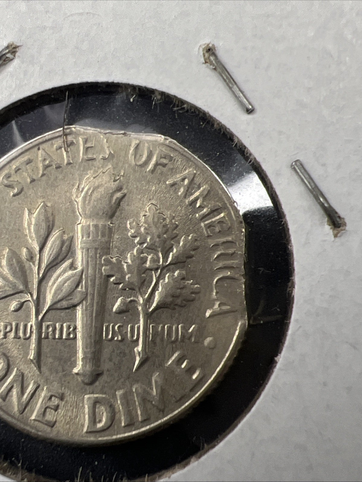 1965 P 10c Roosevelt Copper Nickel Dime Coin Double Clipped PLANCHET Error AU