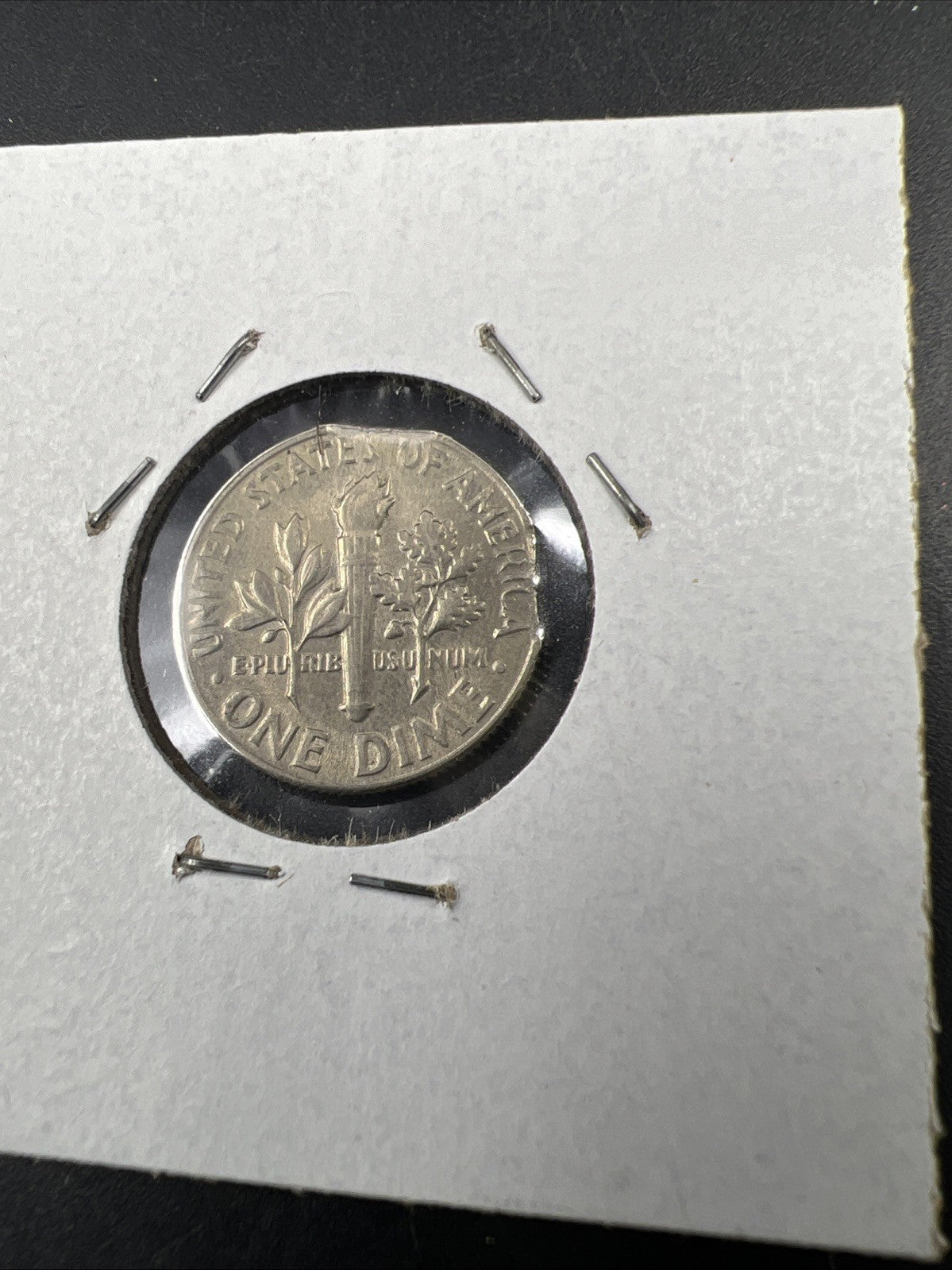1965 P 10c Roosevelt Copper Nickel Dime Coin Double Clipped PLANCHET Error AU