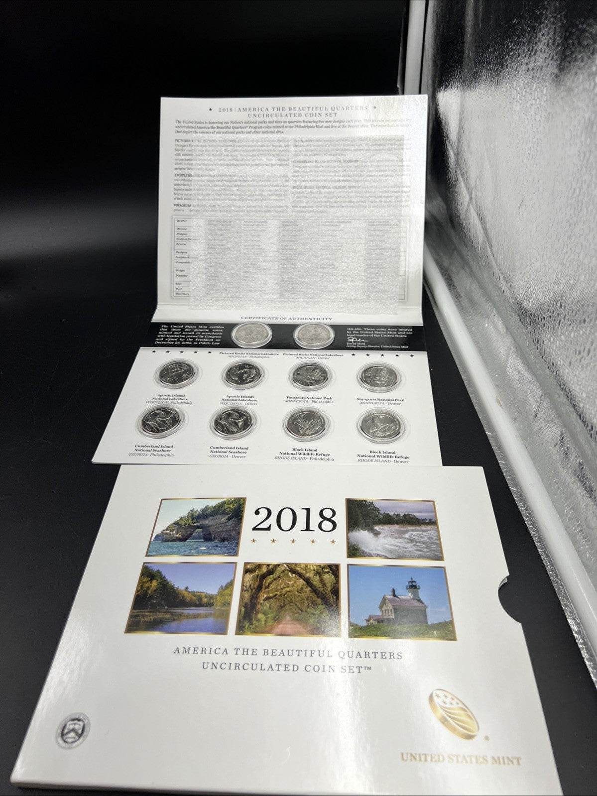 2018 P & D US Mint America the Beautiful Uncirculated 10 Coin ATB Quarter Set