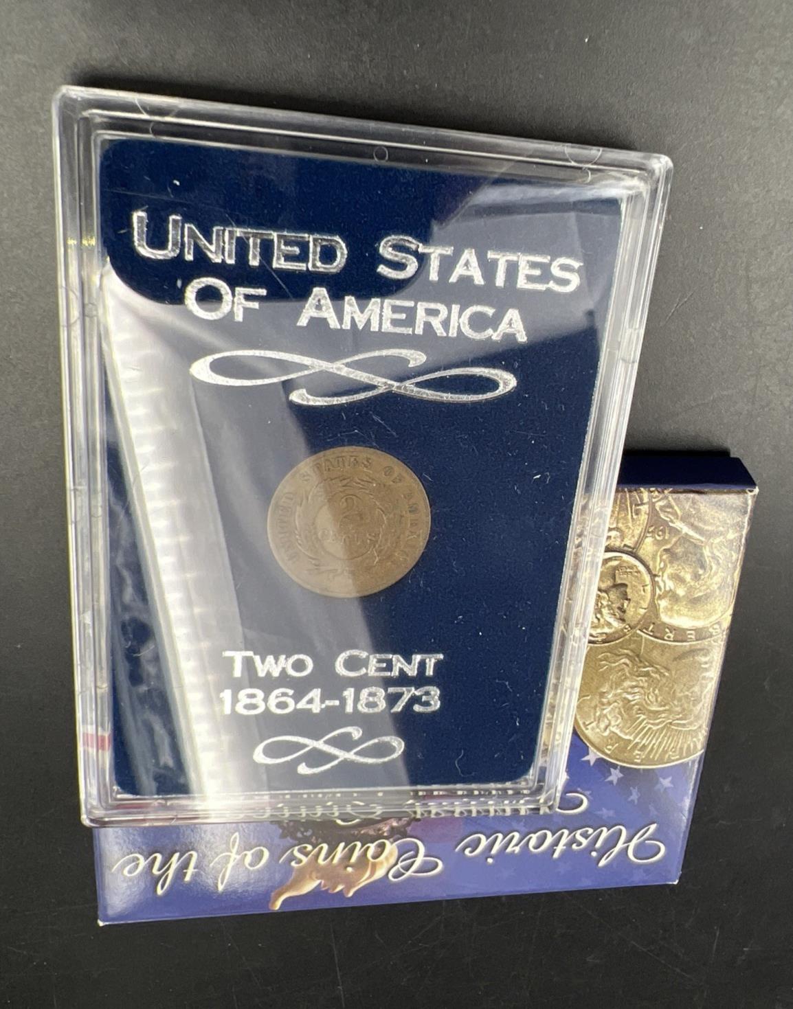 1864 2c Two Cent Bronze Copper Liberty Shield Coin Choice AG About Good in Case