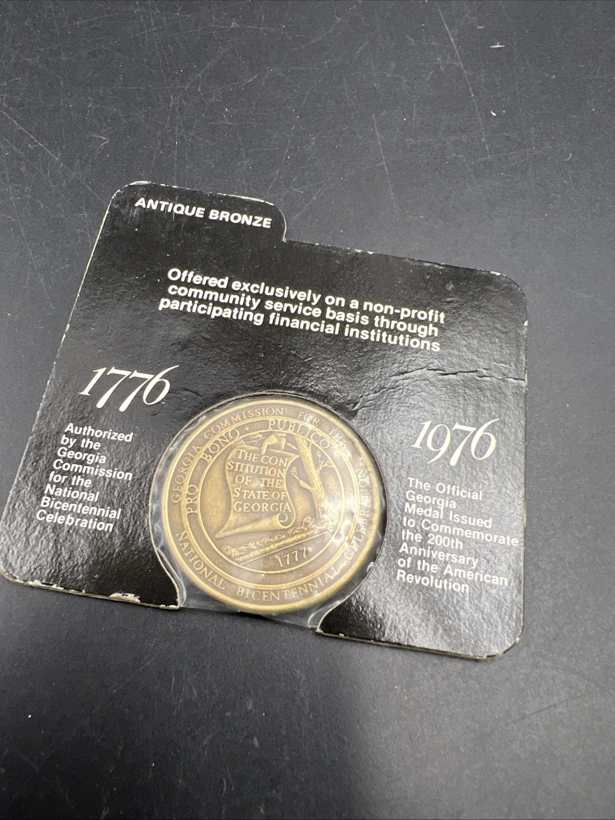 State of Georgia 1976 Antique Bronze Medal Bicentennial SKU#A