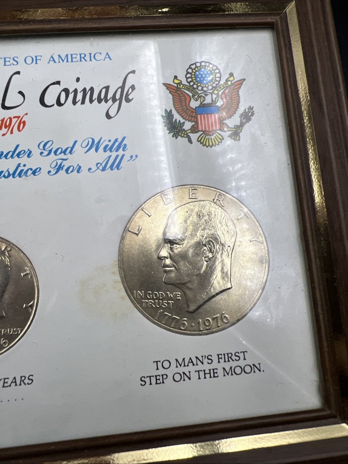 3 Coin 1976 25c 50c $1 Bicentennial Coinage Set in Display Frame