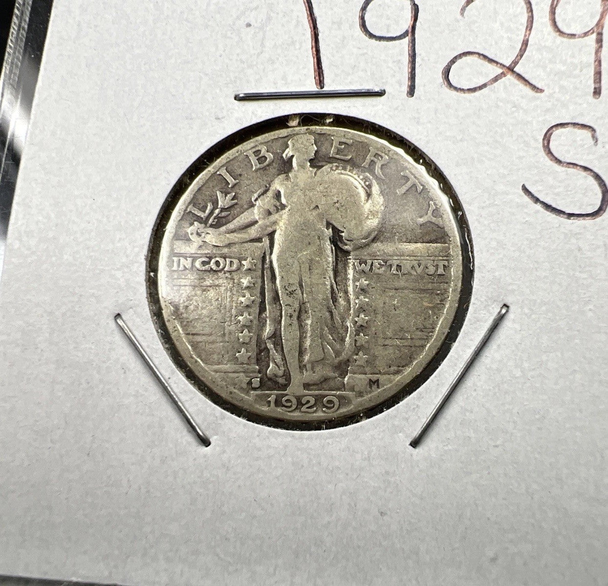 1929 S Standing Liberty Silver Quarter Coin Choice Good Circ SKU#A