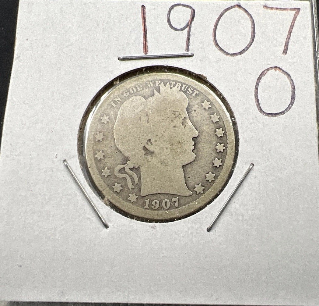 1907 O 25c Barber Silver Quarter Coin CH AG / Good Circulated SKU#A