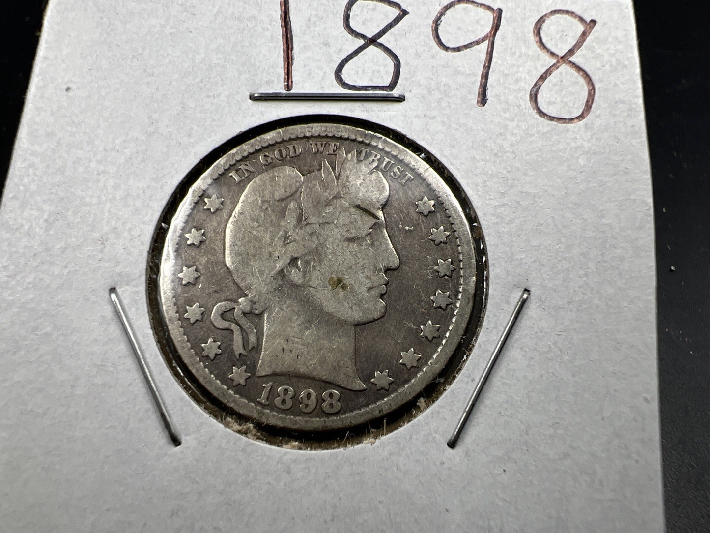 1898 P 25c Barber Silver Quarter Coin CH VG Very Good Circulated SKU#A