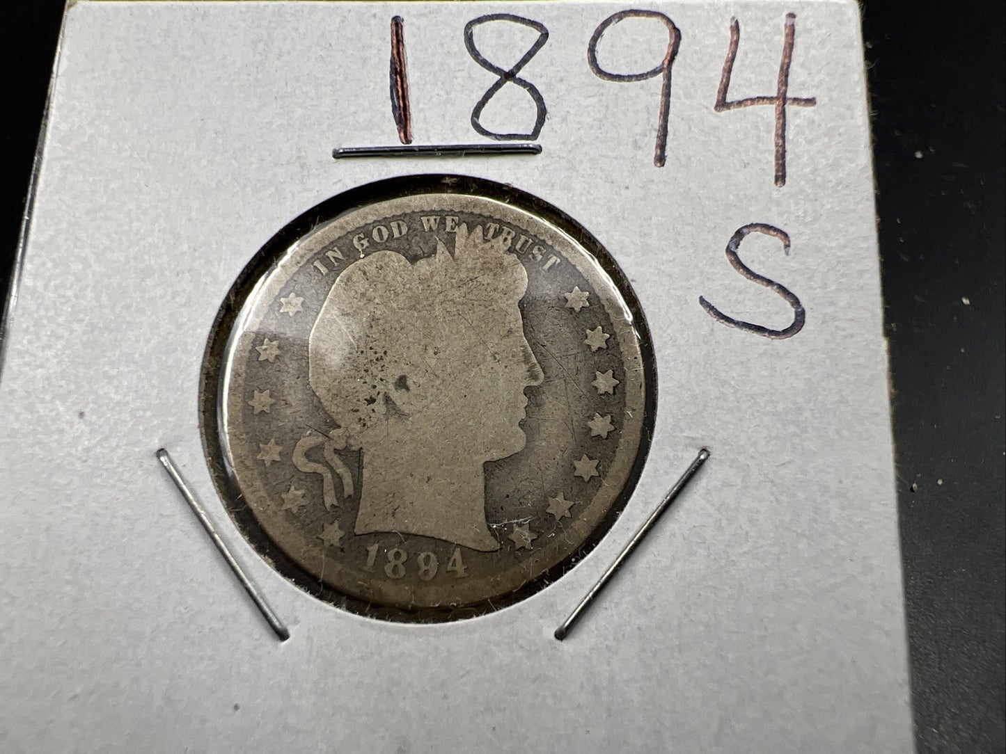 1894 S 25c Barber Silver Quarter Coin AG Very Circulated SKU#A