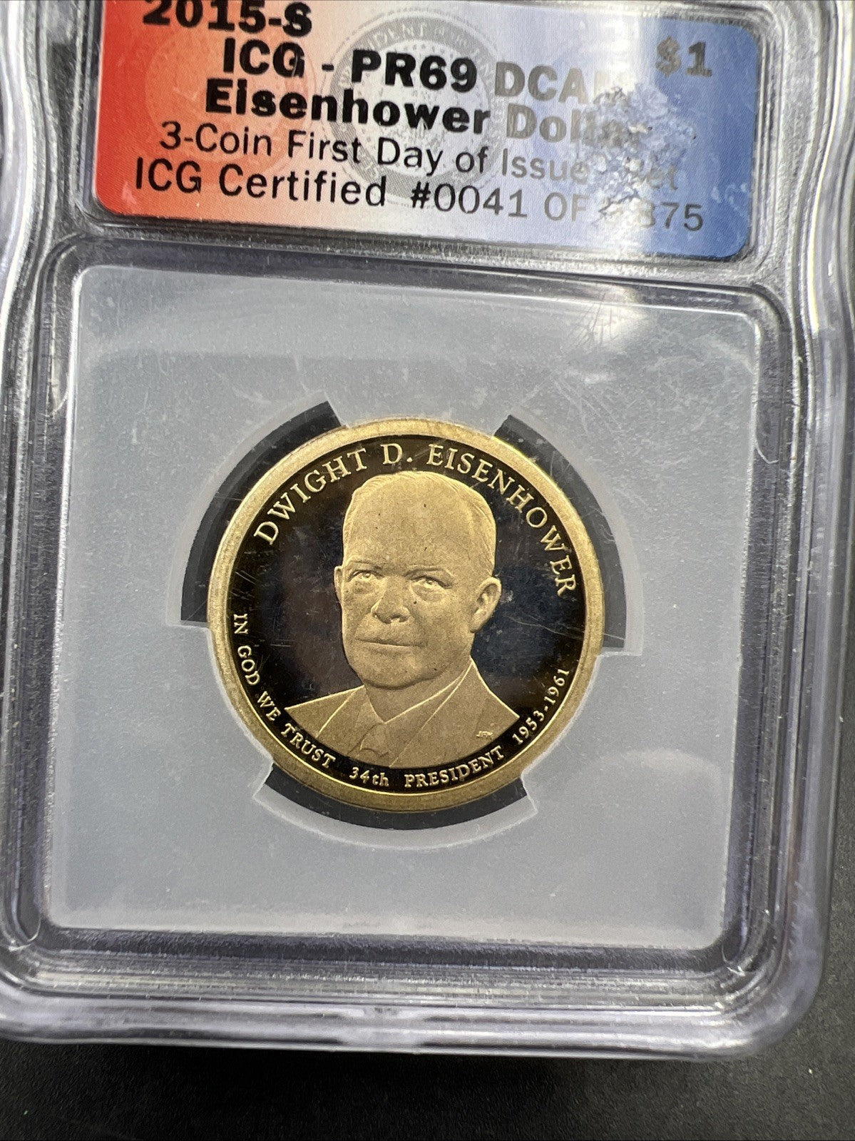 2015 S $1 Ike Dwight D Eisenhower Presidential Dollar Coin ICG PR69 DCAM Proof