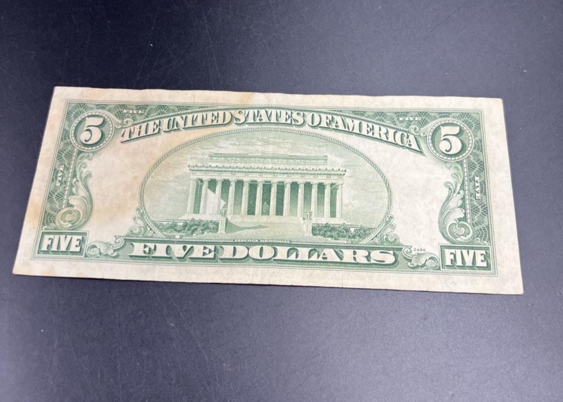 1953 A $5 Five Dollar Silver Certificate Blue Seal Bill VF Details Stain #51