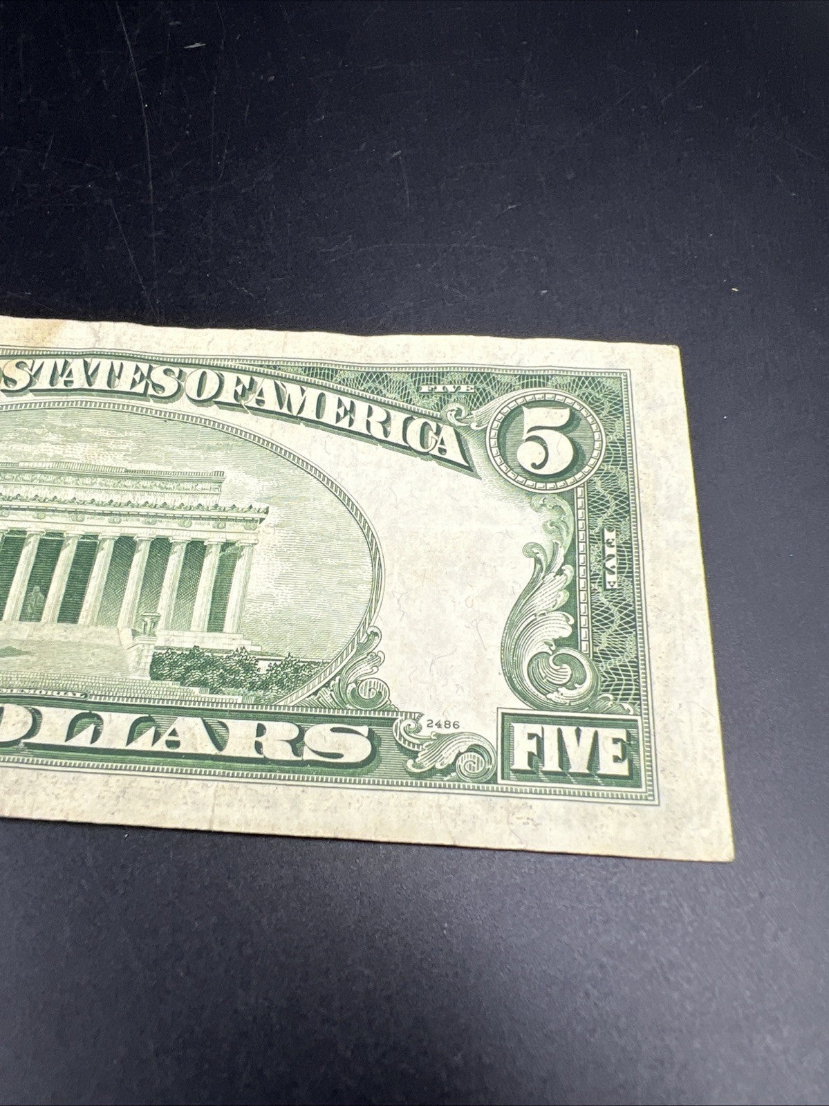 1953 A $5 Five Dollar Silver Certificate Blue Seal Bill VF Details Stain #51