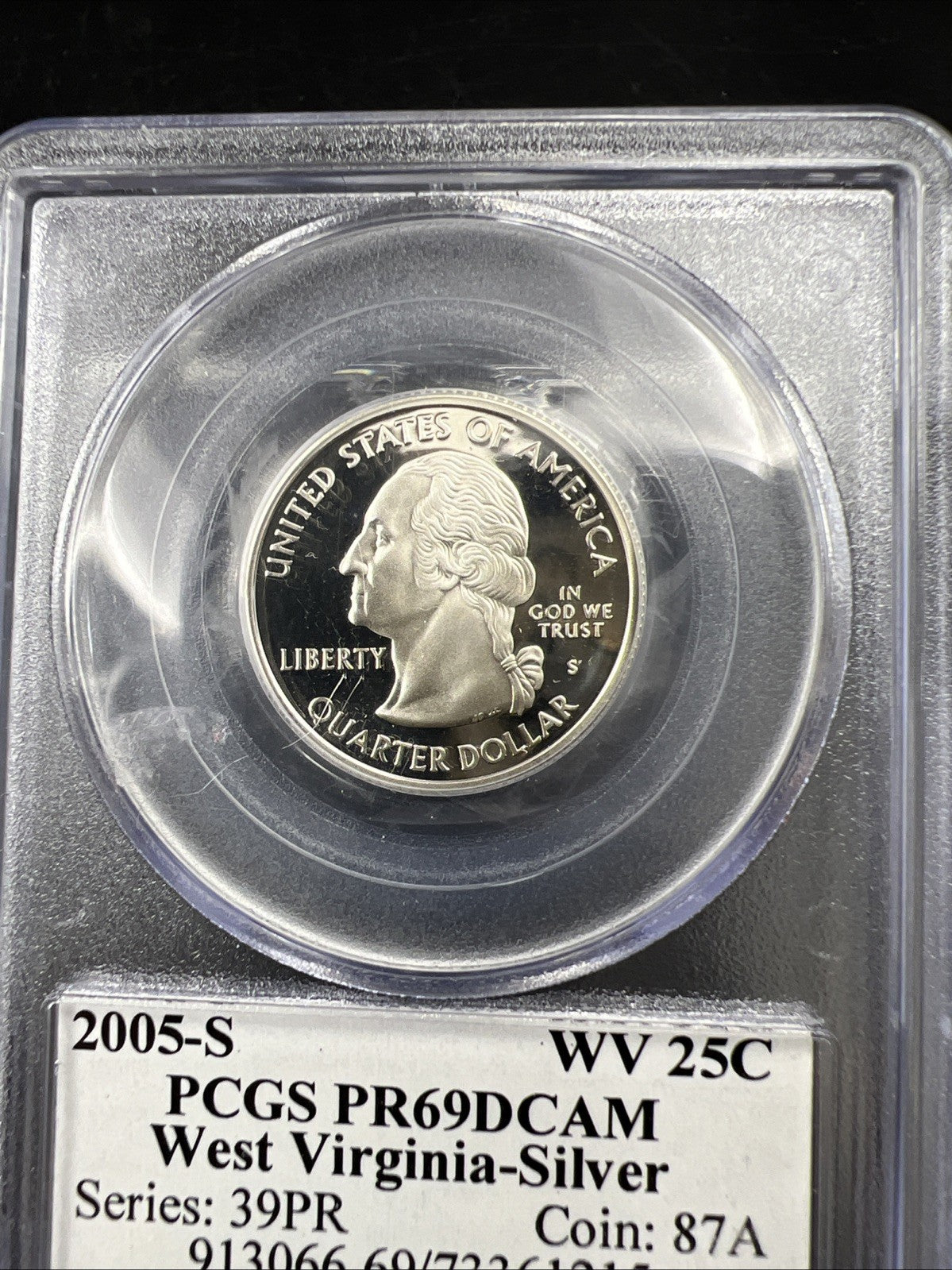 2005 S West Virginia Silver Proof State Statehood Quarter Coin PR69 DCAM PCGS #5
