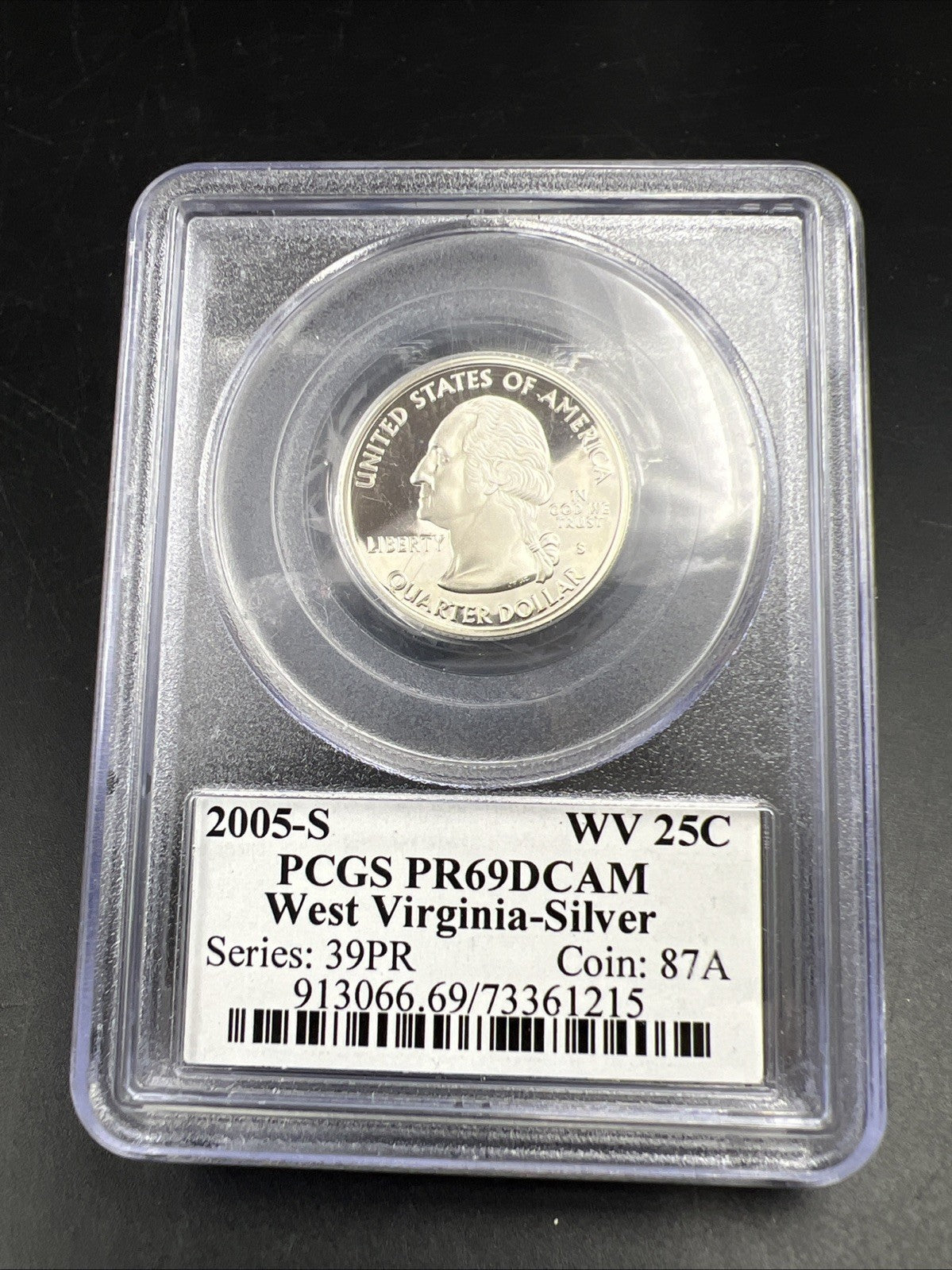 2005 S West Virginia Silver Proof State Statehood Quarter Coin PR69 DCAM PCGS #5