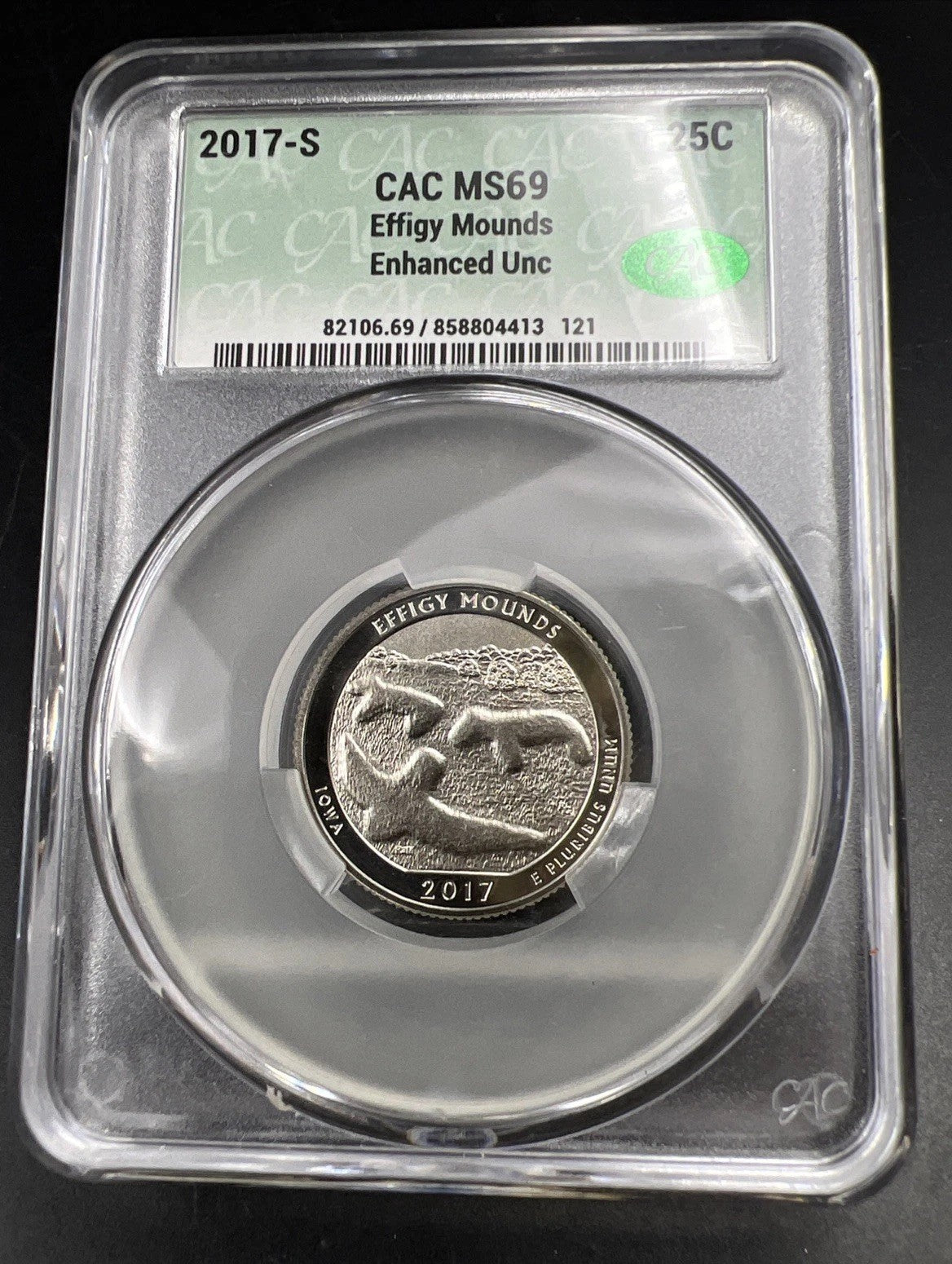 2017 S Enhanced UNC Effigy Mounds ATB America The Beautiful Quarter CAC MS69 #A