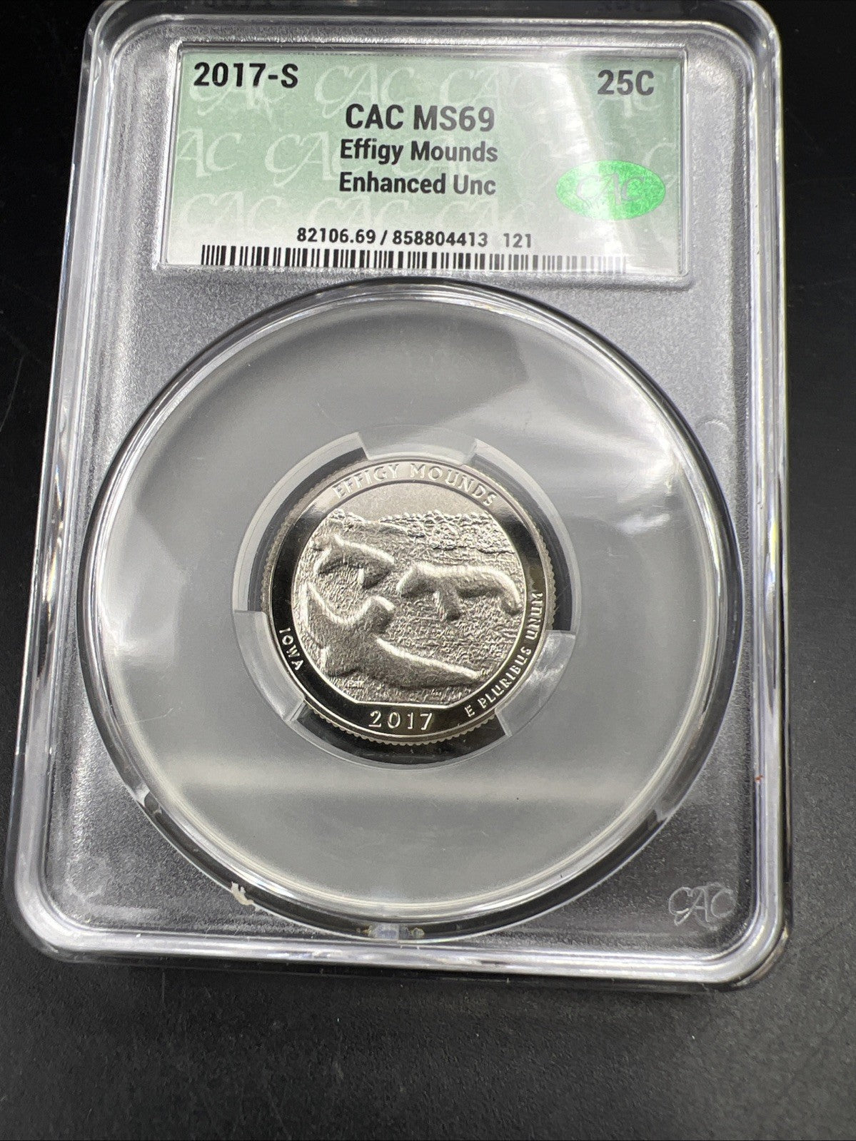 2017 S Enhanced UNC Effigy Mounds ATB America The Beautiful Quarter CAC MS69 #A
