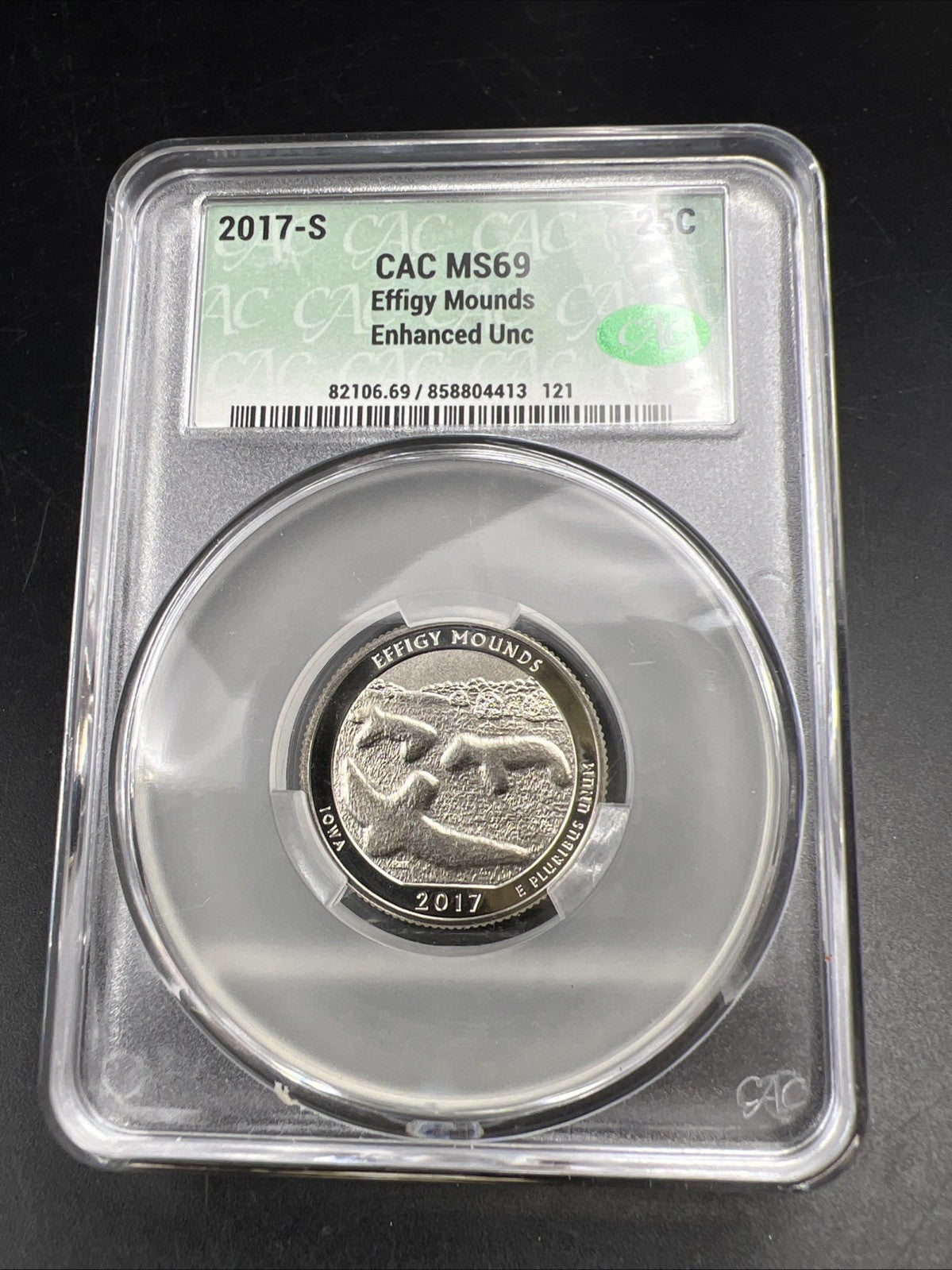 2017 S Enhanced UNC Effigy Mounds ATB America The Beautiful Quarter CAC MS69 #A