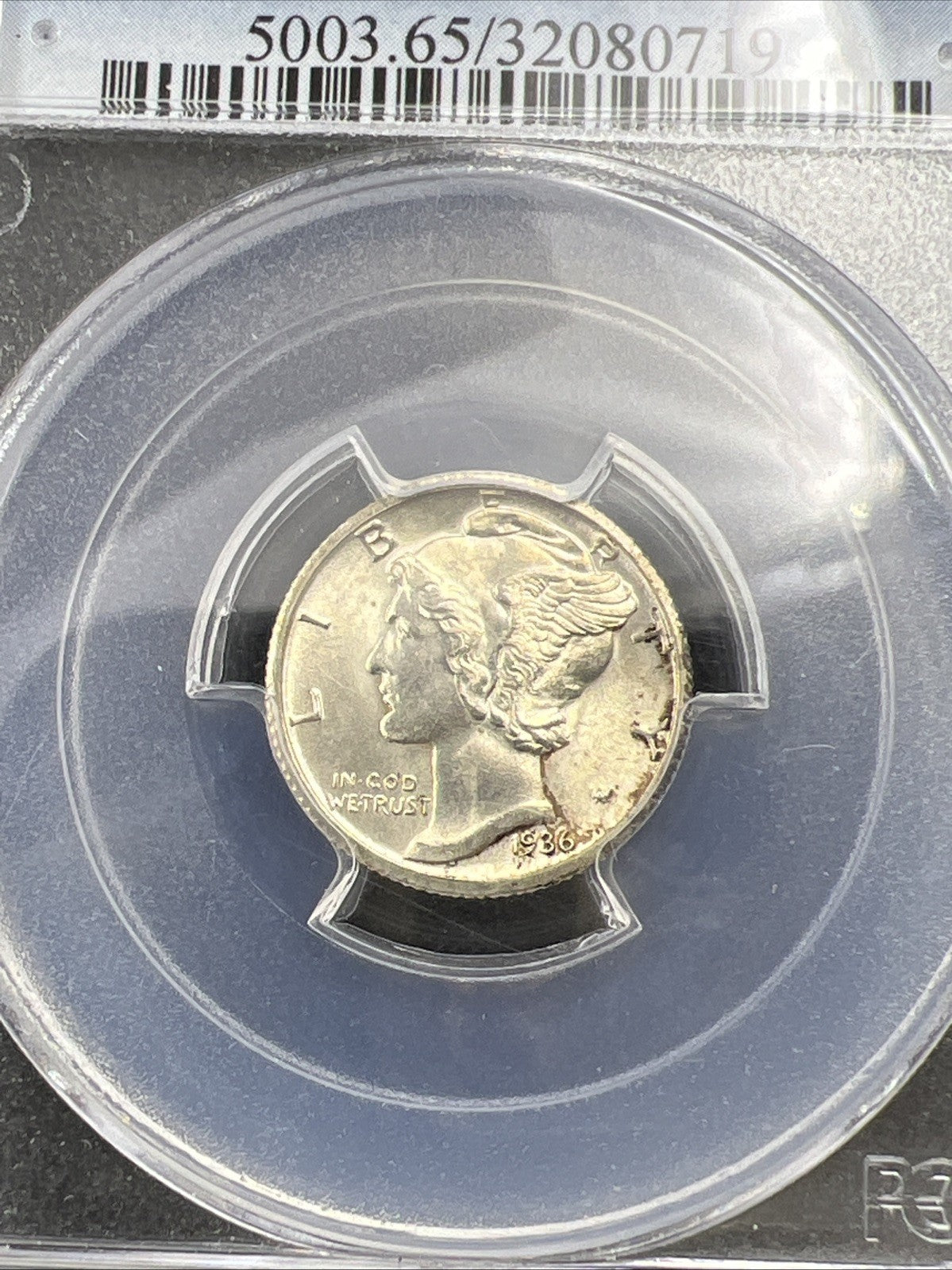 1936 S 10c Mercury Silver Dime Coin PCGS MS65 FB Gel BU UNC Full Band