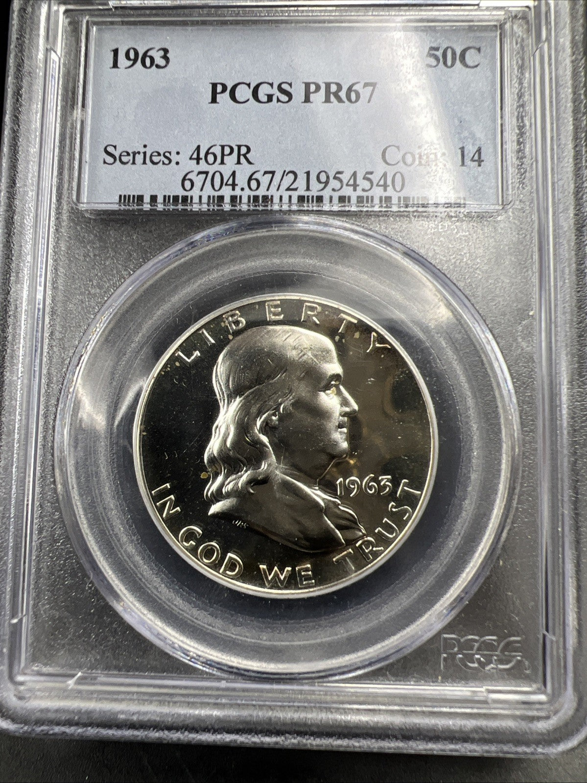 1963 P 50c Franklin Silver Half Dollar Coin PCGS PR67 Gem Proof Certified #40