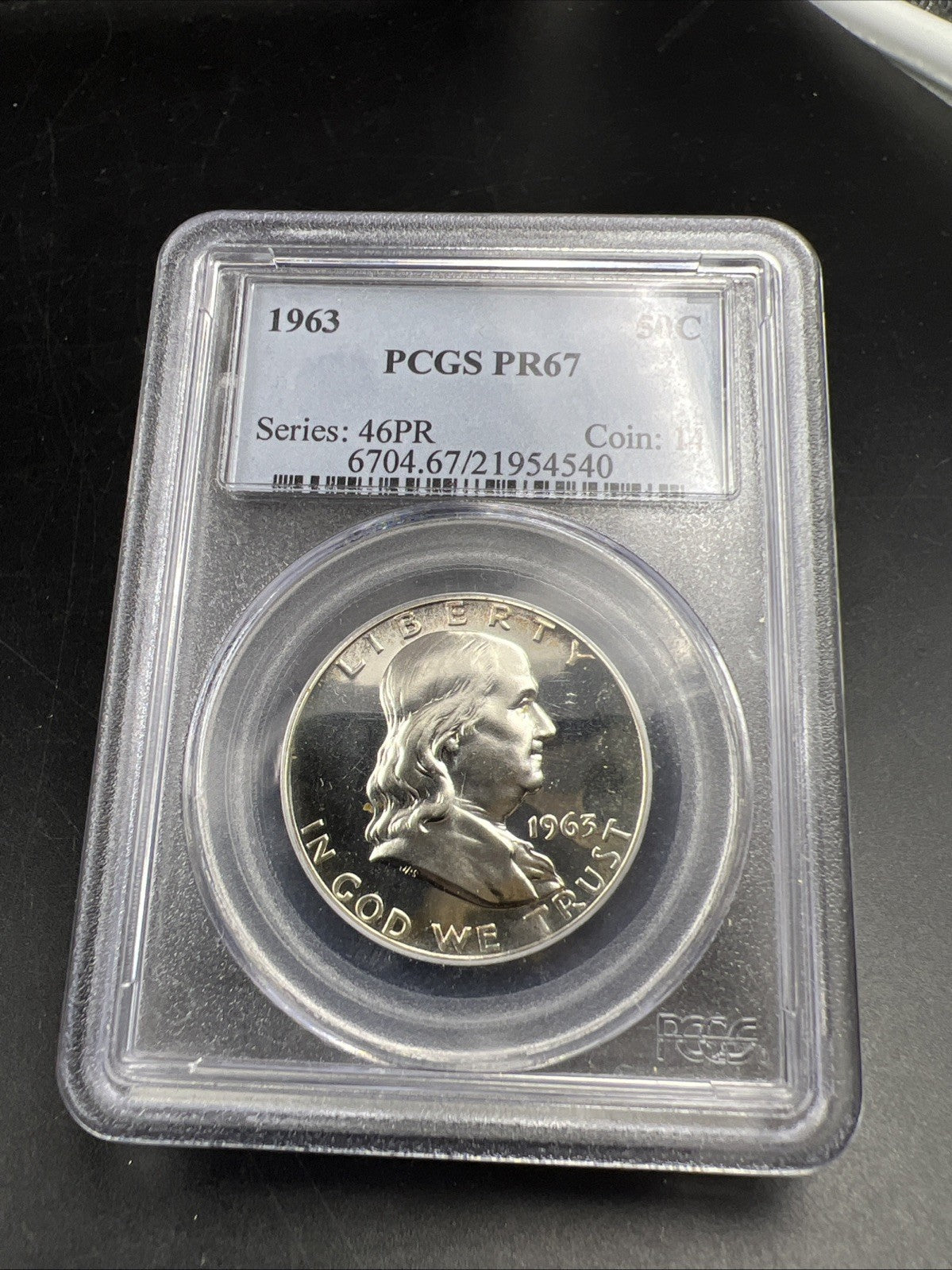 1963 P 50c Franklin Silver Half Dollar Coin PCGS PR67 Gem Proof Certified #40