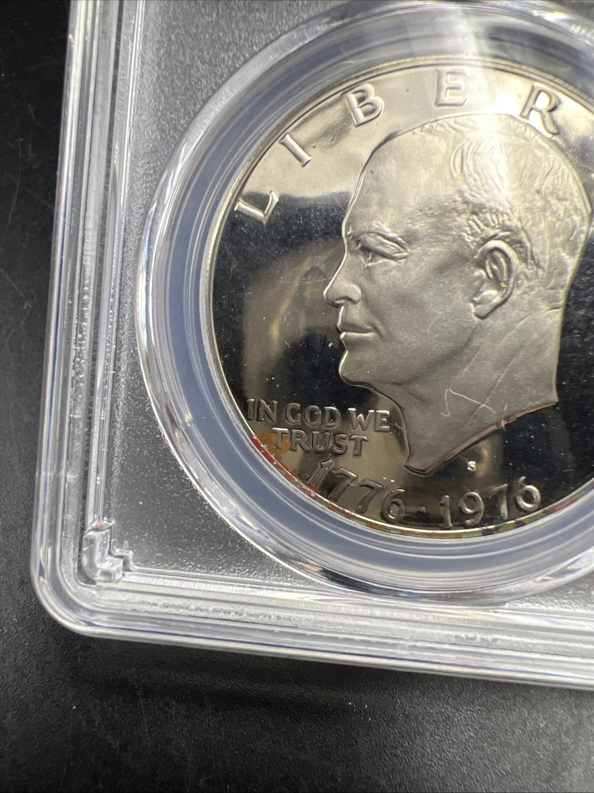 1976 S Proof Clad Type 2 Ike Eisenhower Dollar Coin PR69 DCAM Toned Spot #23