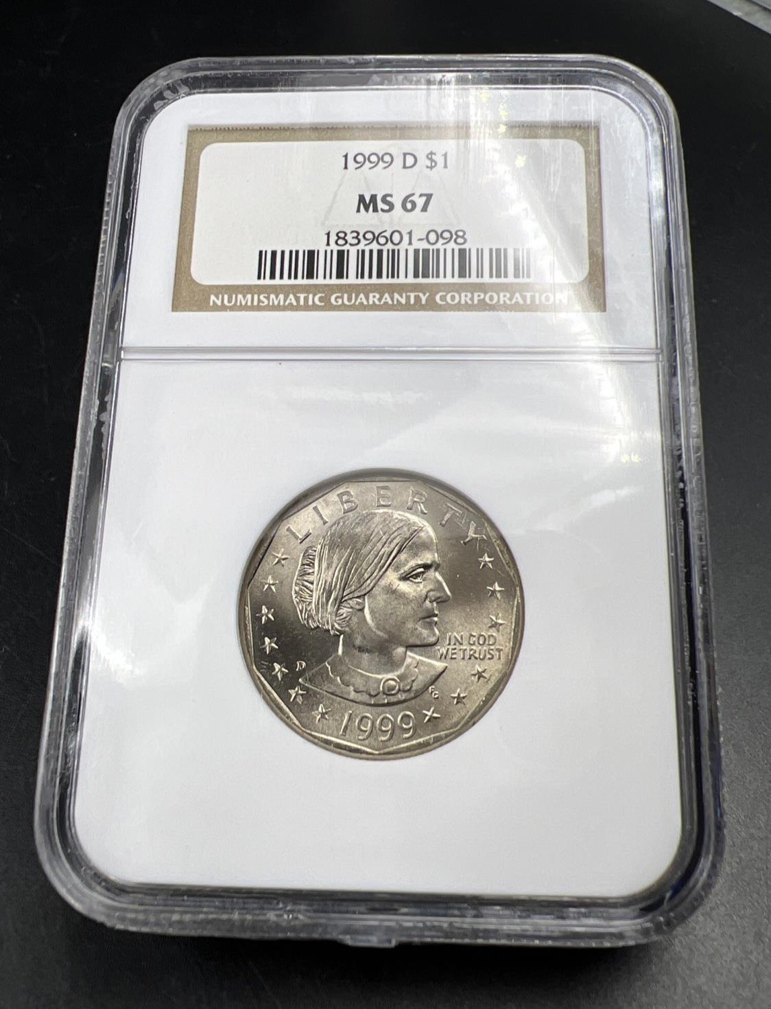 1999 D SBA $1 Susan B Anthony Small Size Dollar Coin NGC MS67 GEM BU #098