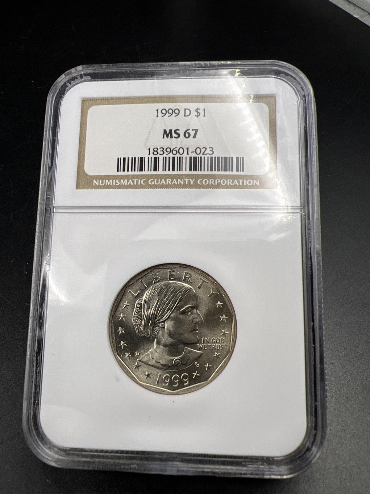 1999 D SBA $1 Susan B Anthony Small Size Dollar Coin NGC MS67 GEM BU #023