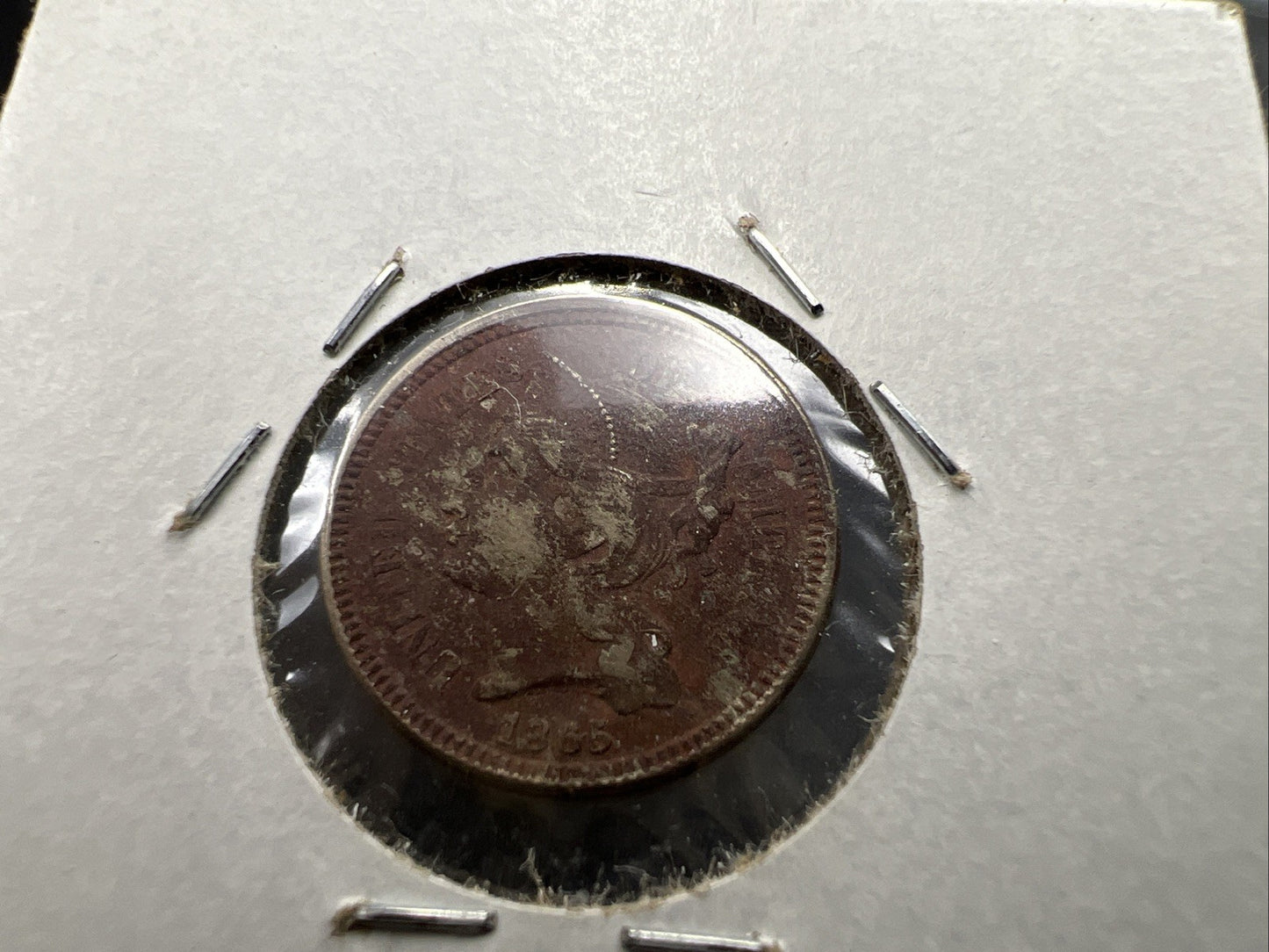 1865 3c Three Cent Nickel Coin Fine Details Rusted Environmental Damage Ugly #A