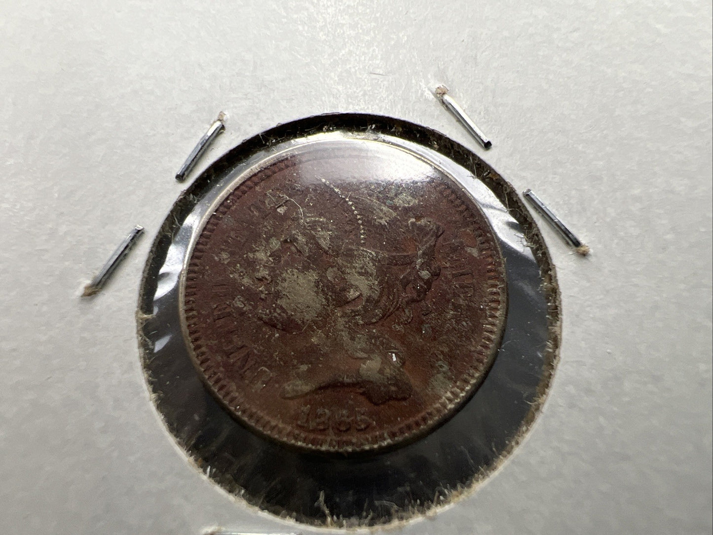 1865 3c Three Cent Nickel Coin Fine Details Rusted Environmental Damage Ugly #A