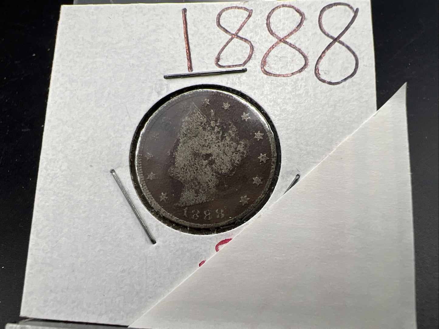 1888 Liberty V Nickel Variety Coin Very Circulated Damaged SKU#A