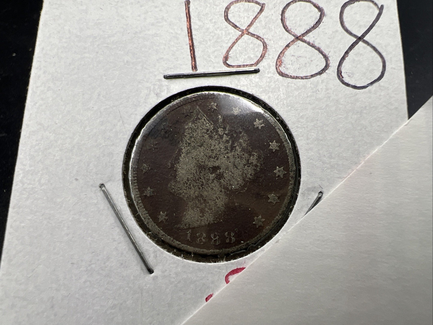 1888 Liberty V Nickel Variety Coin Very Circulated Damaged SKU#A