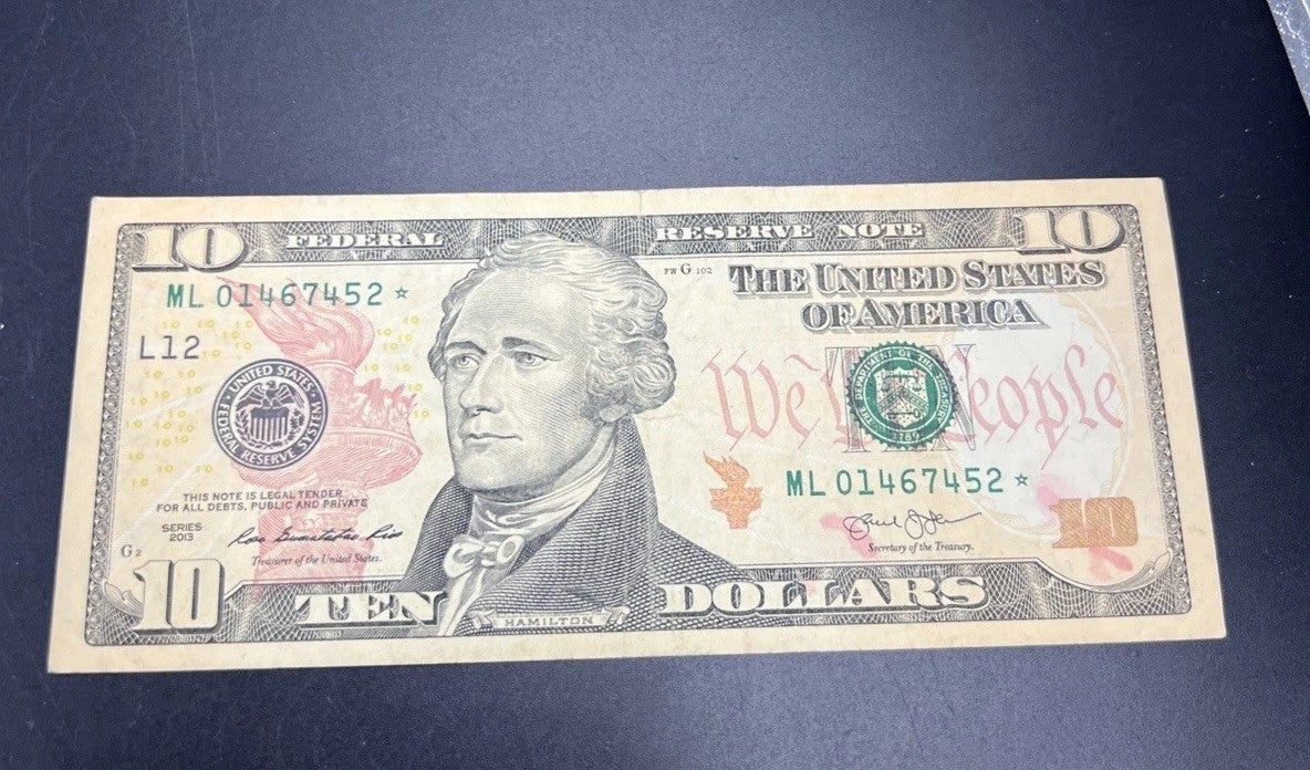 2013 * Star $10 FRN Federal Reserve Note Choice VF Very Fine #452