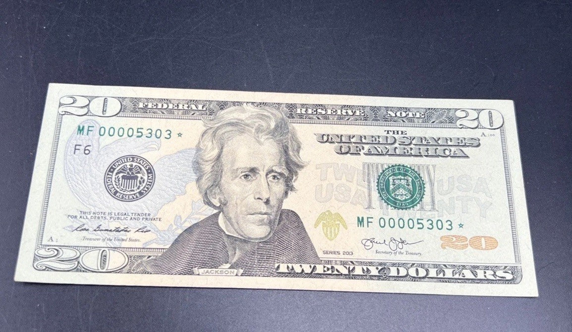 2013 * Star $20 FRN Federal Reserve Note Choice UNC #00005303