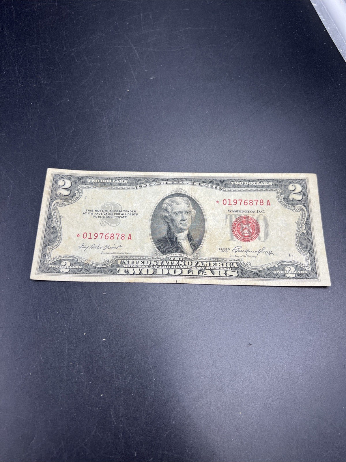 1953 * Star $2 USN United States Note Legal Tender Bill Choice Fine Circ #878