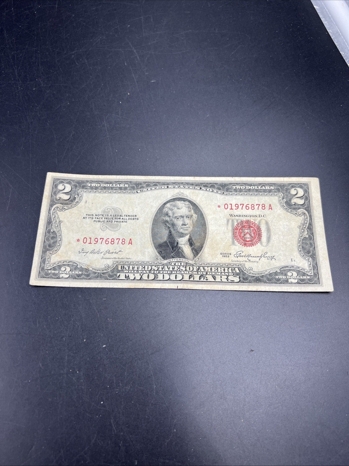 1953 * Star $2 USN United States Note Legal Tender Bill Choice Fine Circ #878