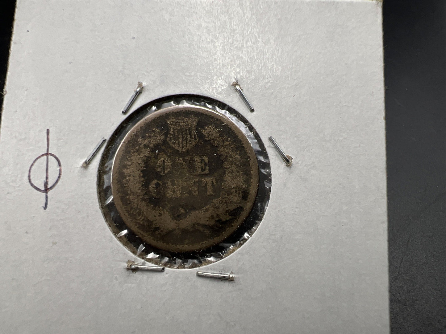 1863 1c Indian One Cent Coin Good Details Damaged Ugly Cull SKU#F