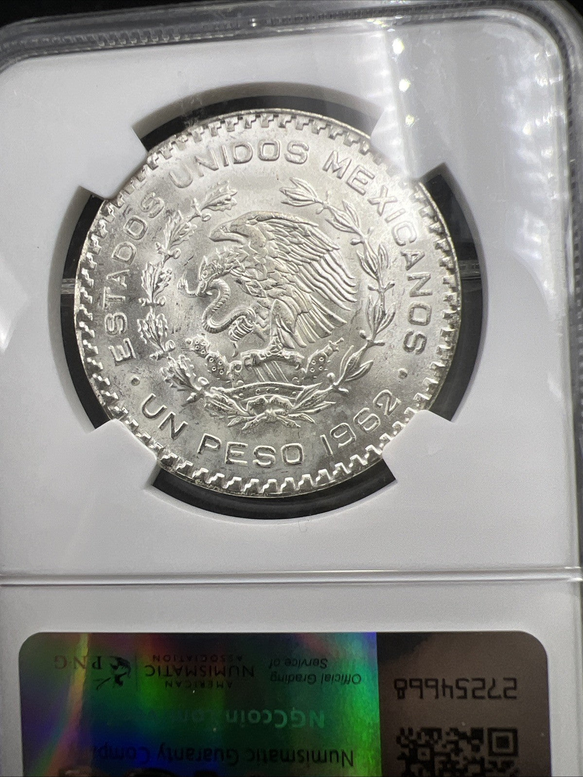 1962 M Mexico Silver Peso Coin MS66 Gem BU Certified