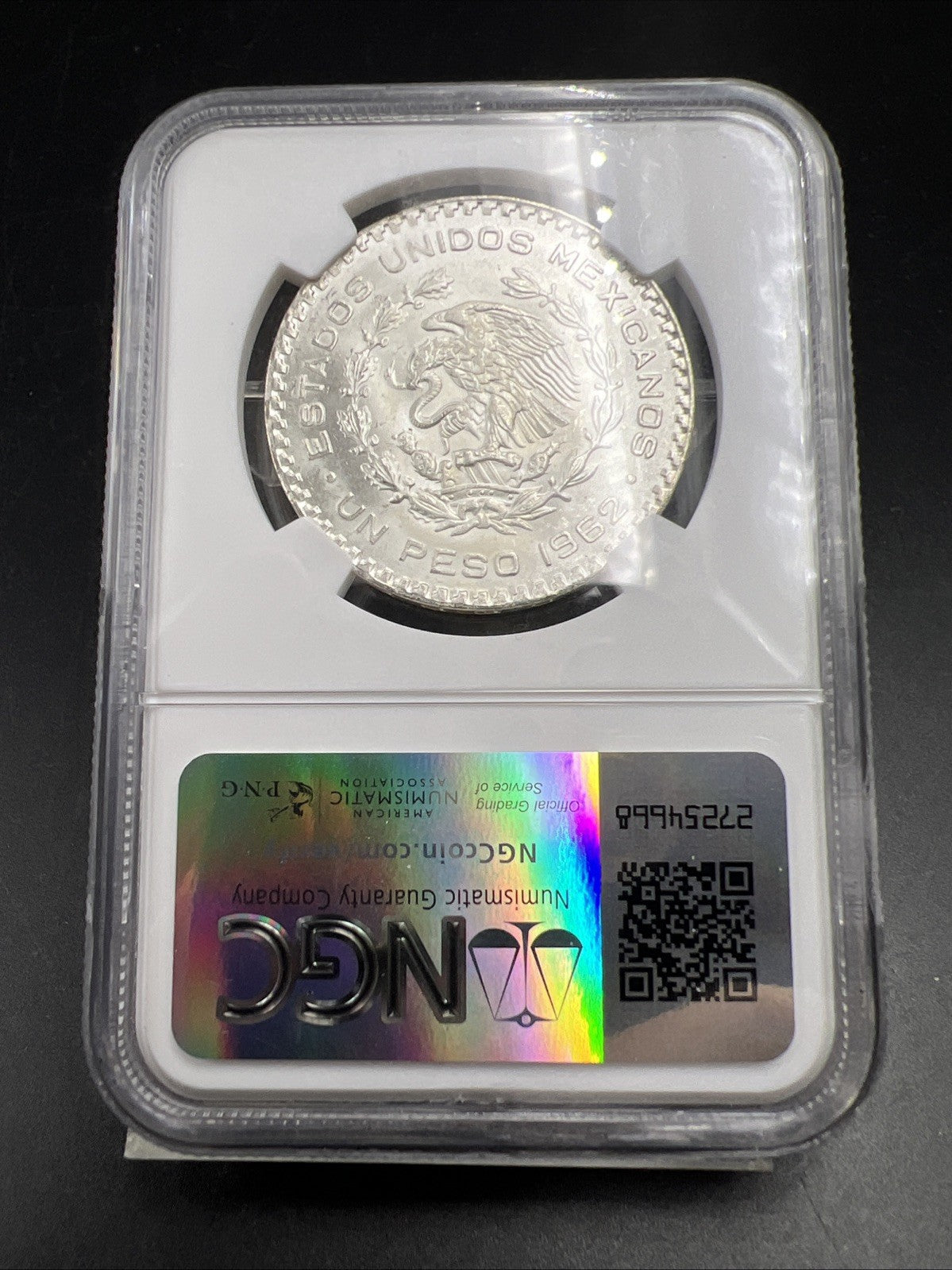 1962 M Mexico Silver Peso Coin MS66 Gem BU Certified