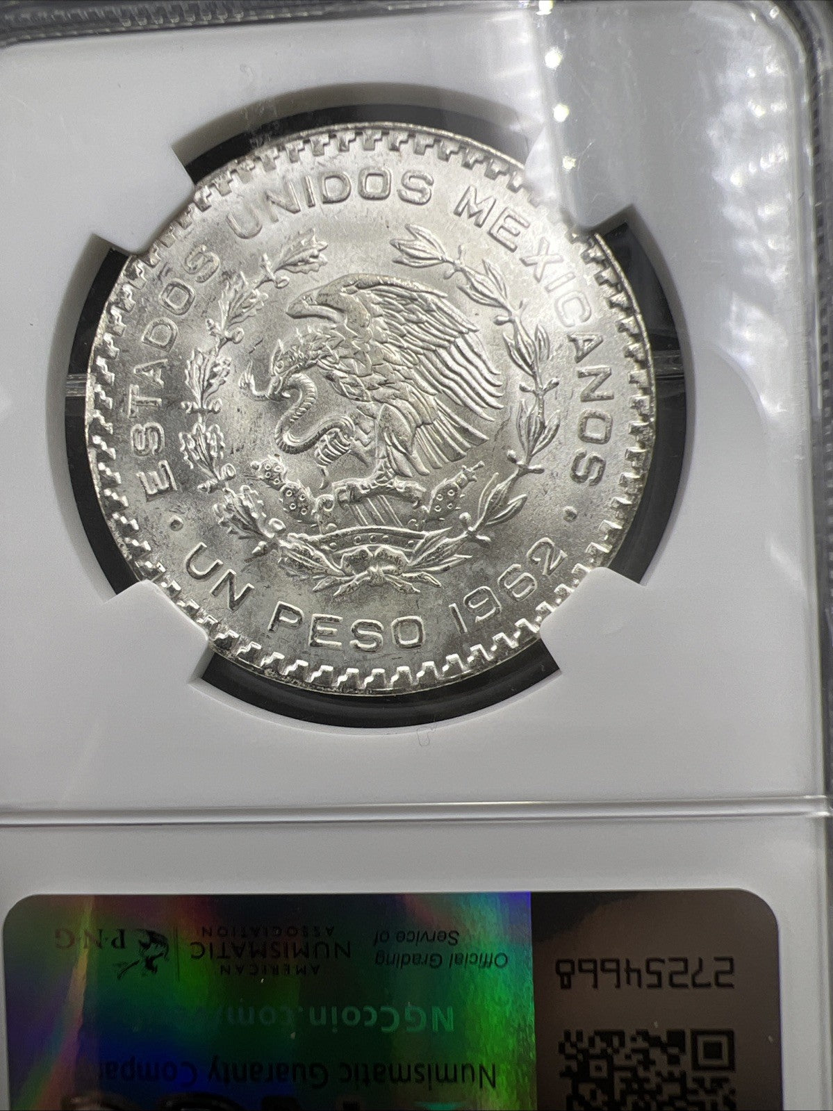 1962 M Mexico Silver Peso Coin MS66 Gem BU Certified